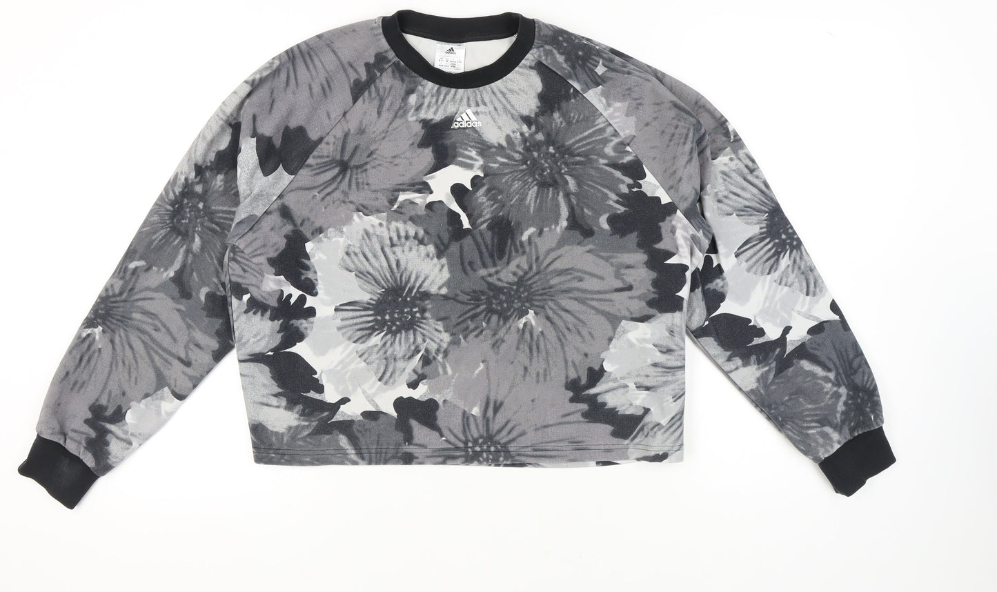 Adidas Women's Grey Floral Pullover M Sweatshirt