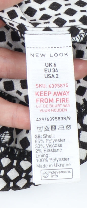 New Look Women's Black Geometric Pencil Skirt Size 6