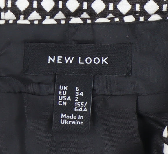 New Look Women's Black Geometric Pencil Skirt Size 6