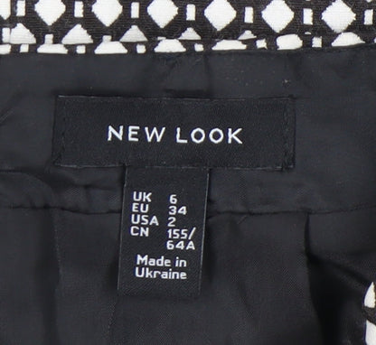 New Look Women's Black Geometric Pencil Skirt Size 6