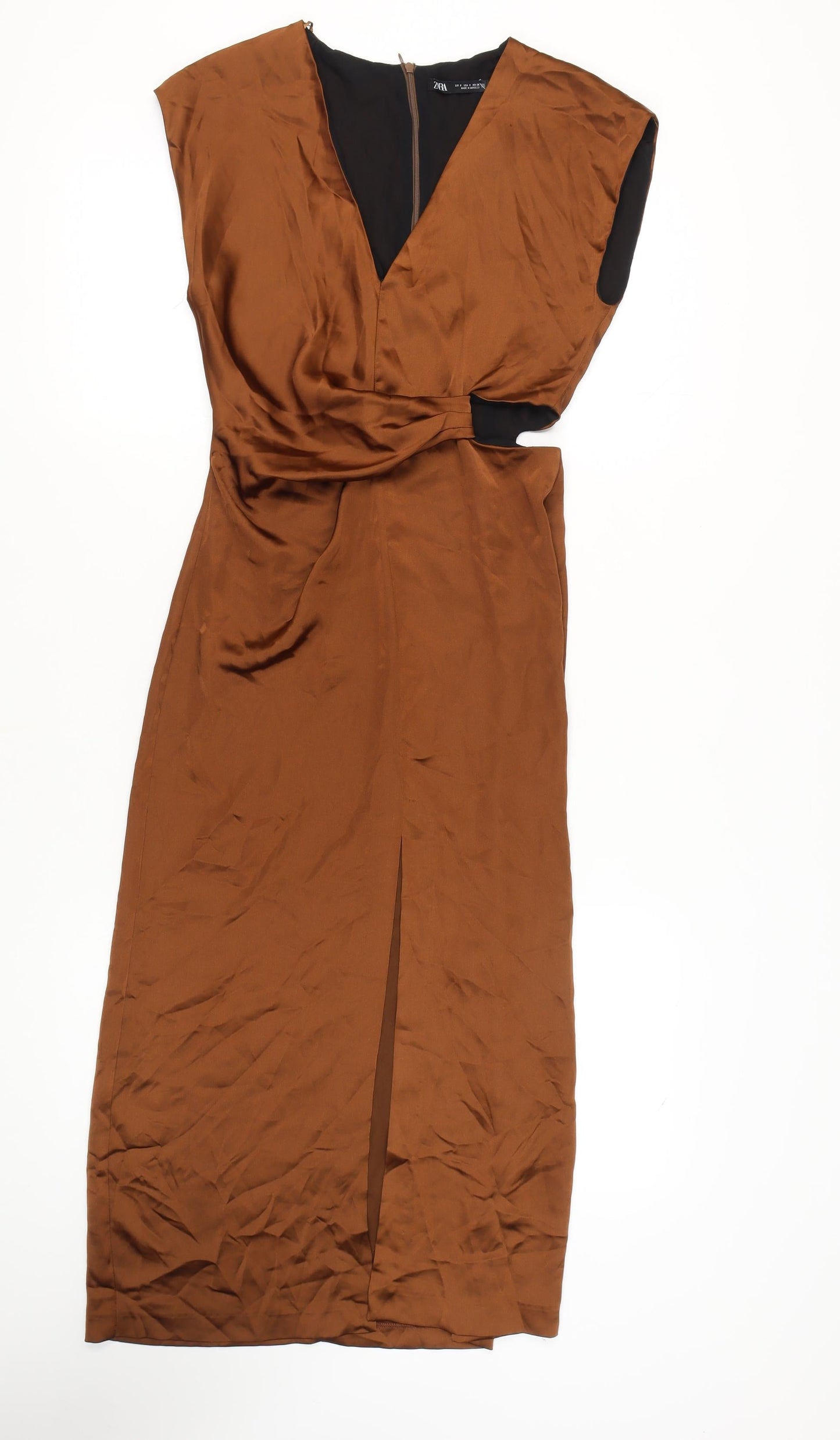 Zara Women’s Brown Sheath Dress, S - Elegant Midi Style