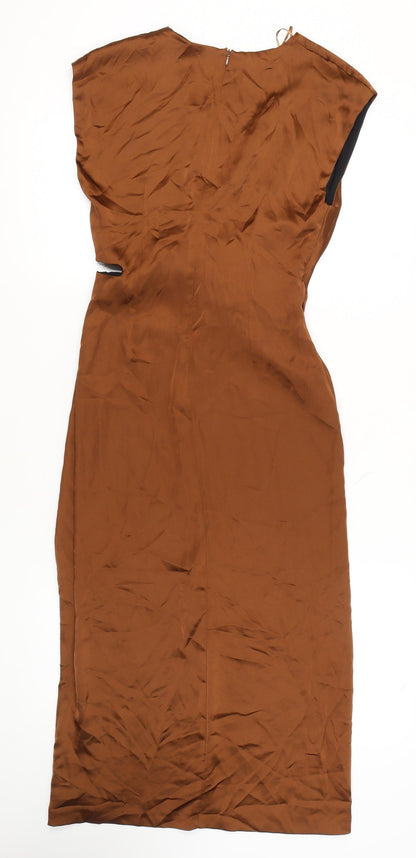 Zara Women’s Brown Sheath Dress, S - Elegant Midi Style