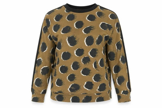Front view of Adidas Women's Brown Pullover Animal Print Sweatshirt M