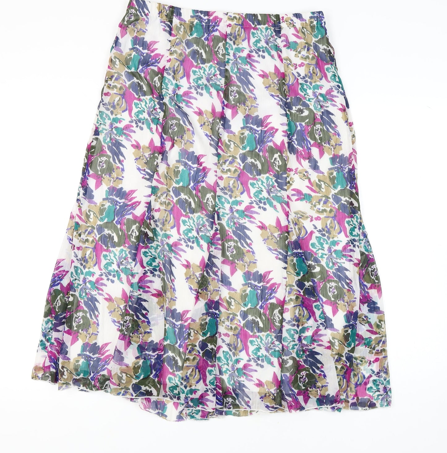 Damart Women's Multicoloured Floral Midi Skirt Size 18 Polyester