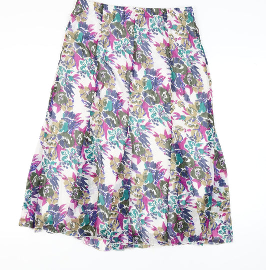 Damart Women's Multicoloured Floral Midi Skirt Size 18 Polyester