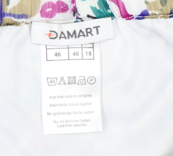 Damart Women's Multicoloured Floral Midi Skirt Size 18 Polyester