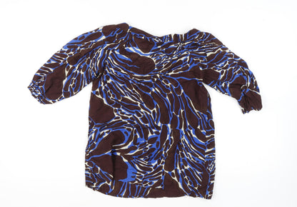 Marks & Spencer Women's Blue & Brown 3/4 Sleeve Top