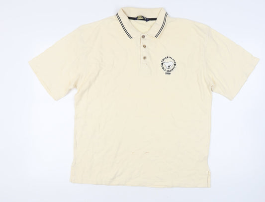 Woodbrook Men's Beige Polo Shirt Medium Golf Logo