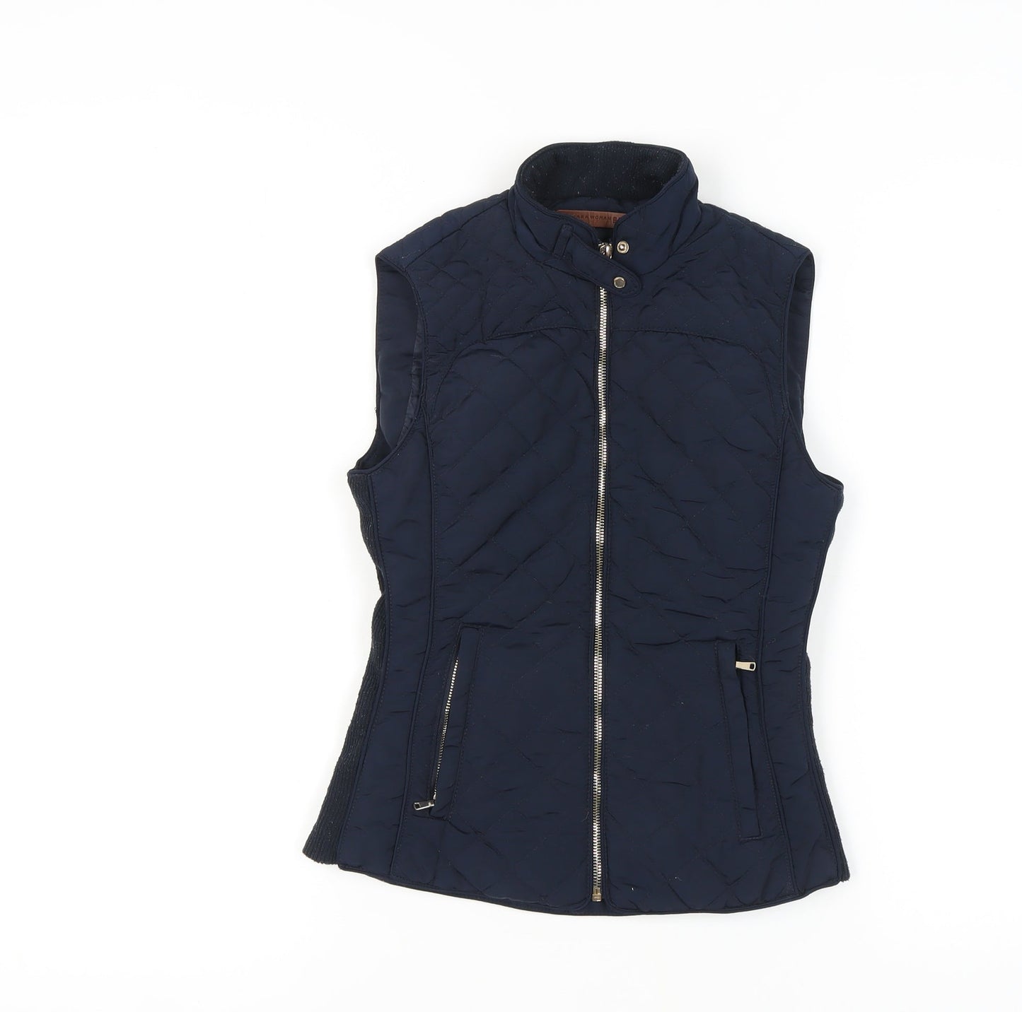Womens UK Size XS Zara Woman Blue Quilted Coat