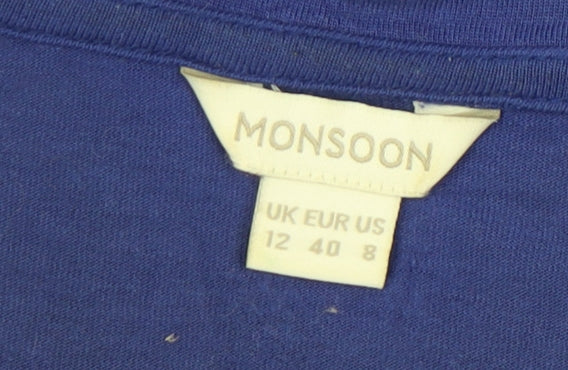 Womens UK Size 12 Monsoon Blue Basic T-Shirt