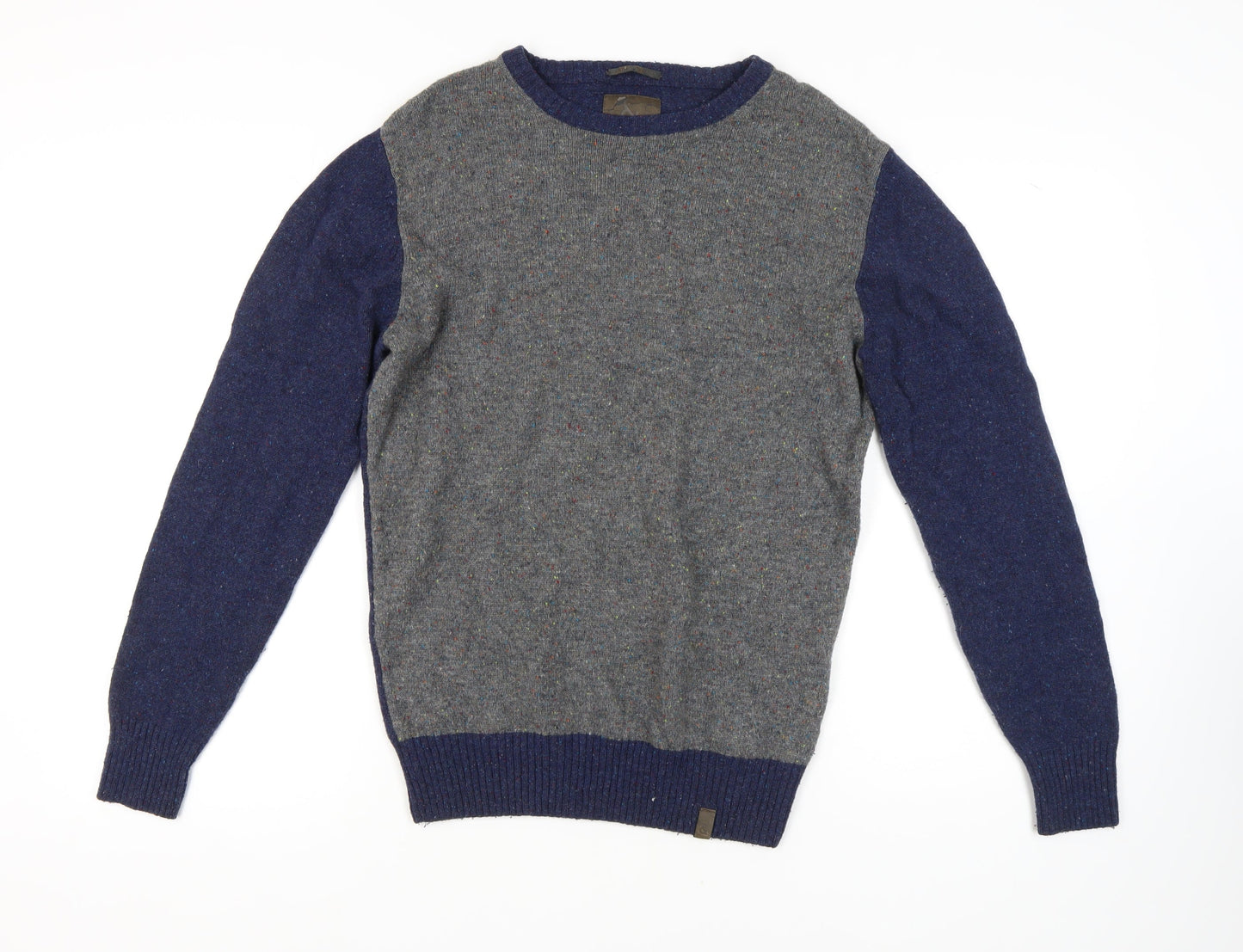 Colours & Sons Men's Grey Blue Wool Pullover Jumper