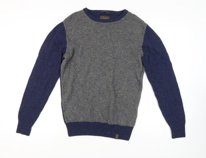 Colours & Sons Men's Grey Blue Wool Pullover Jumper