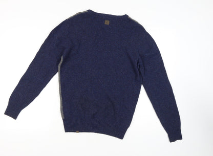 Colours & Sons Men's Grey Blue Wool Pullover Jumper