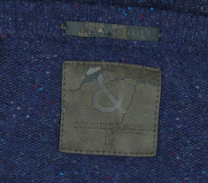 Colours & Sons Men's Grey Blue Wool Pullover Jumper