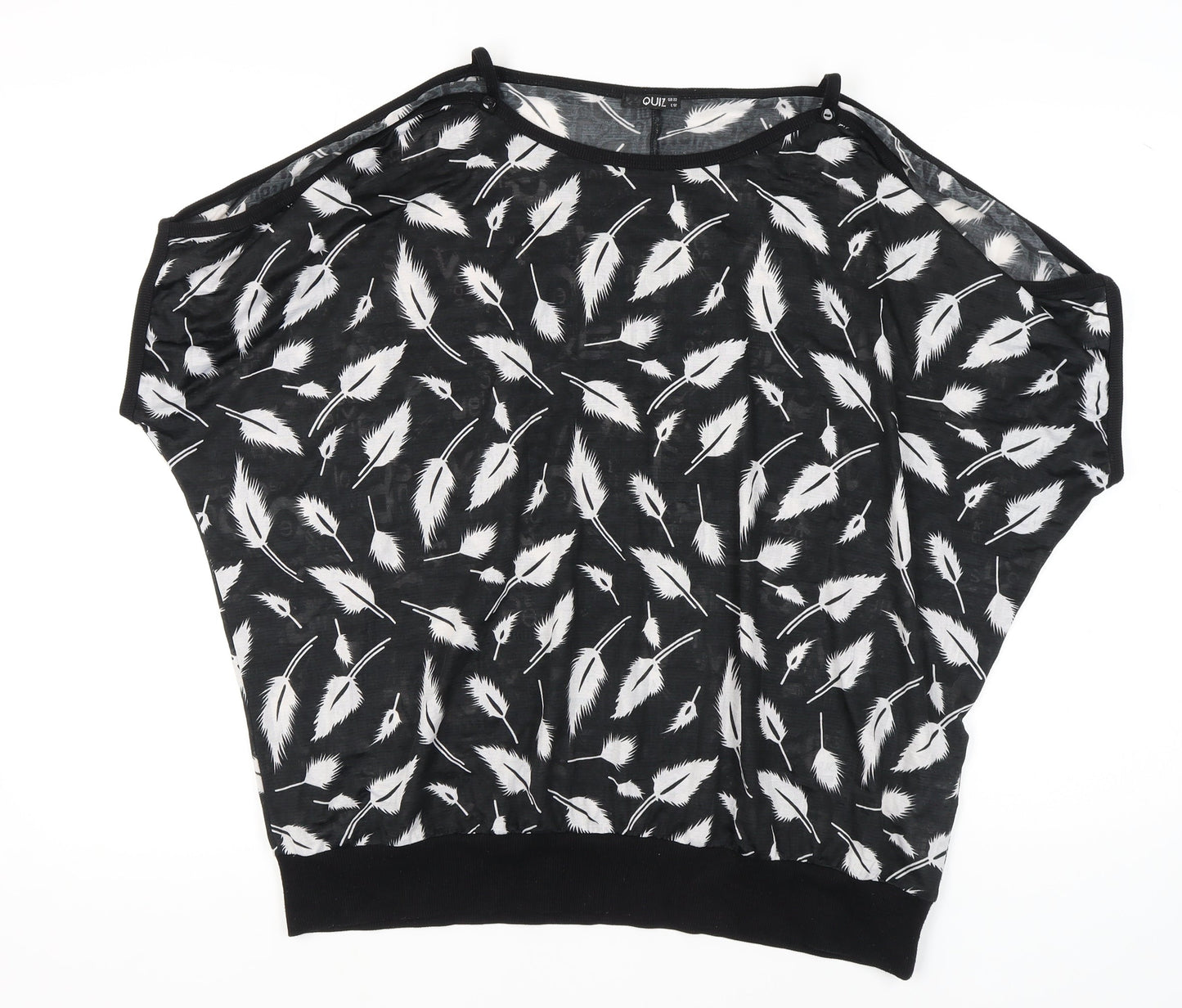 Quiz Women's Black Feather Print Dolman Sleeve T-Shirt
