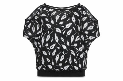 Quiz Women's Black Feather Print Dolman Sleeve T-Shirt