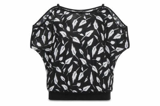 Quiz Women's Black Feather Print Dolman Sleeve T-Shirt