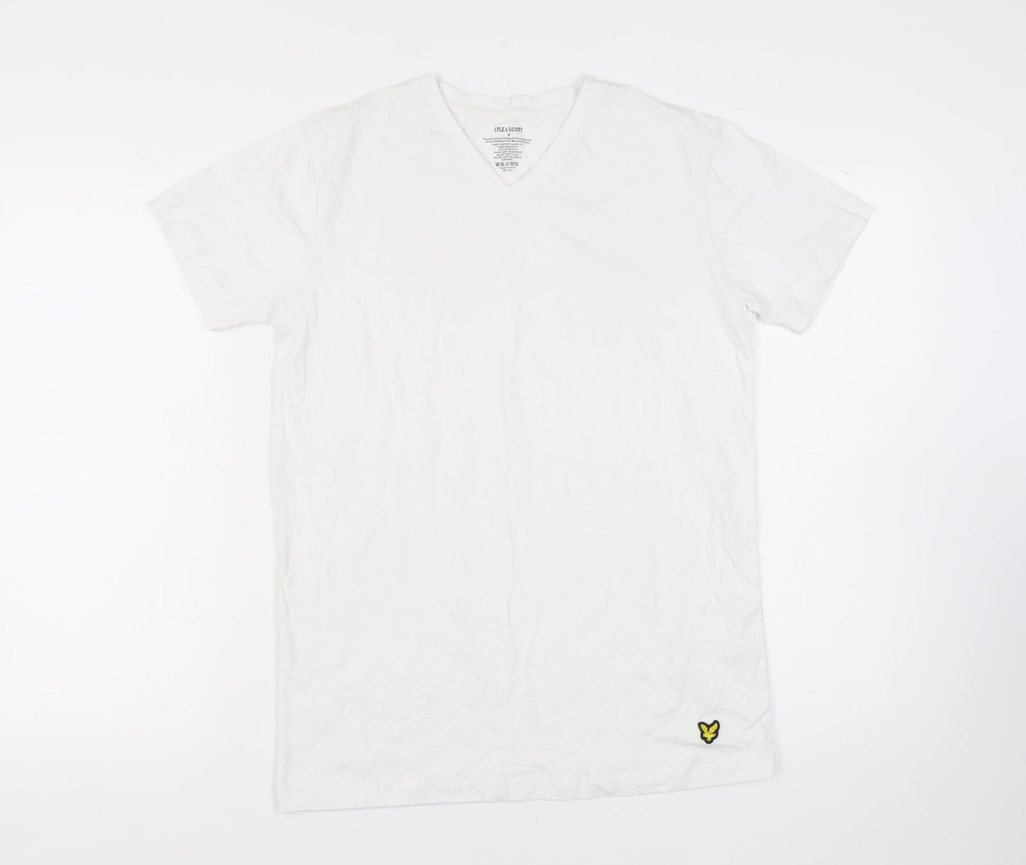 Lyle & Scott White V-Neck Men's T-Shirt Size S