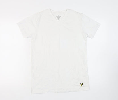 Lyle & Scott White V-Neck Men's T-Shirt Size S