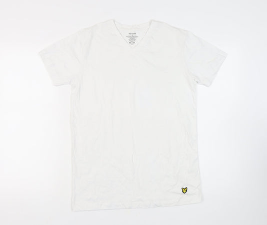 Lyle & Scott White V-Neck Men's T-Shirt Size S