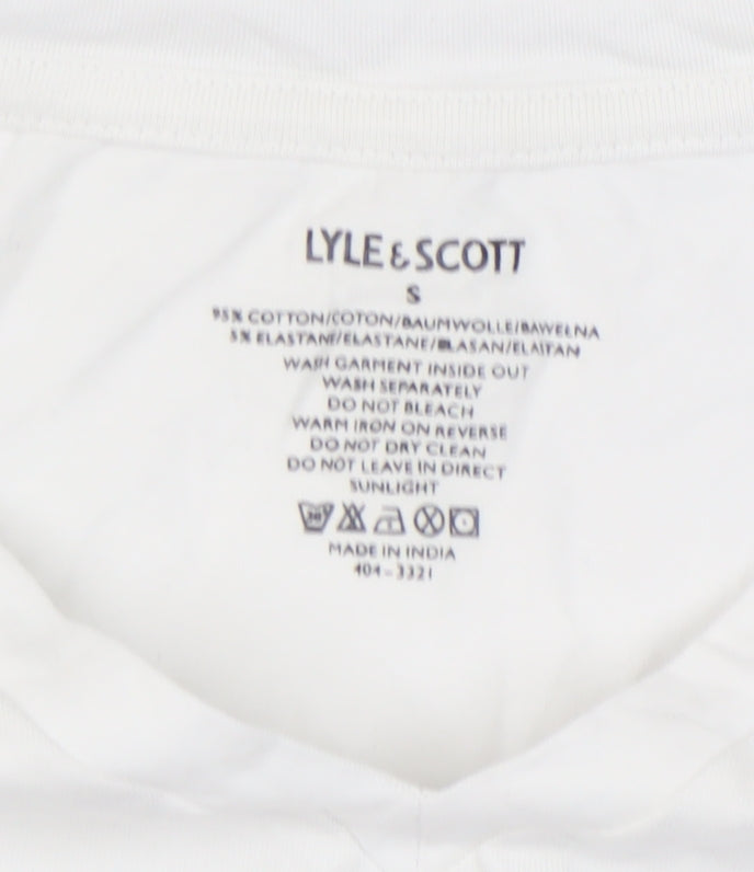 Lyle & Scott White V-Neck Men's T-Shirt Size S