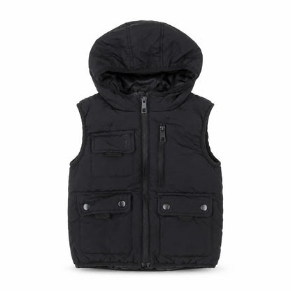 Outerwear Boys Black Sleeveless Hooded Jacket 4 Years