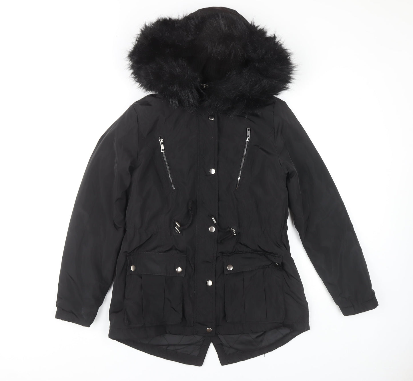 Womens UK Size 8 New Look Black Parka Coat