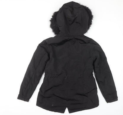 Womens UK Size 8 New Look Black Parka Coat