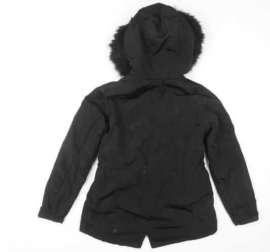 Womens UK Size 8 New Look Black Parka Coat