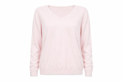 Bonmarché Women's Pink V-Neck Pullover Jumper L