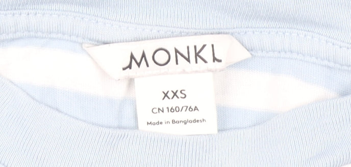 Womens UK Size 2XS Monki Blue Basic T-Shirt