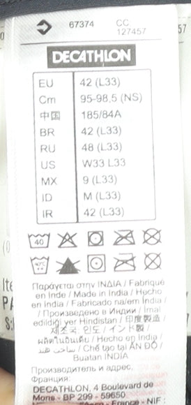 Decathlon Men's Black Snow Pants Lined Waterproof