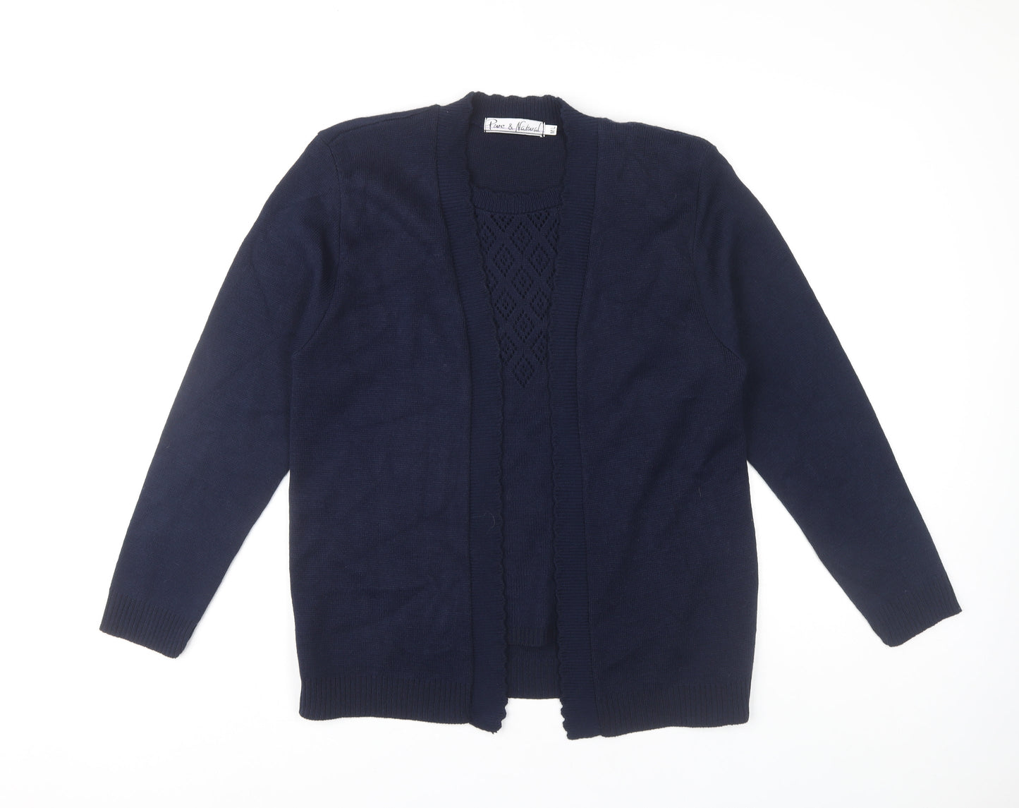 Womens UK Size M Pure & Natural Blue Cardigan Jumper