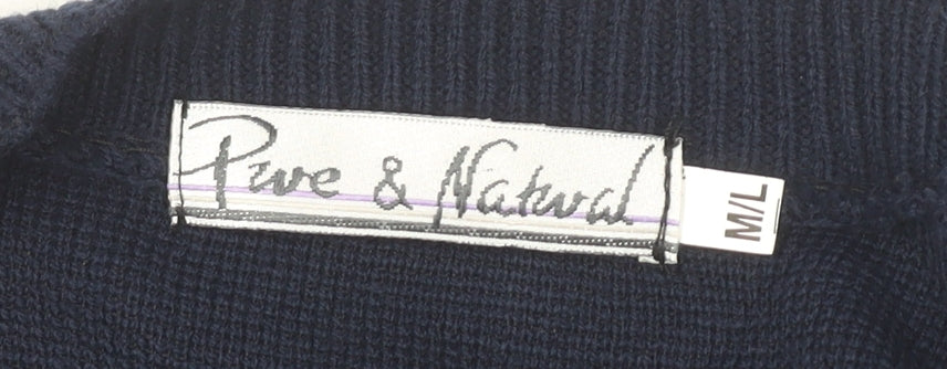 Womens UK Size M Pure & Natural Blue Cardigan Jumper