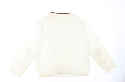 Tommy Hilfiger Men's White M Pullover V-Neck Jumper