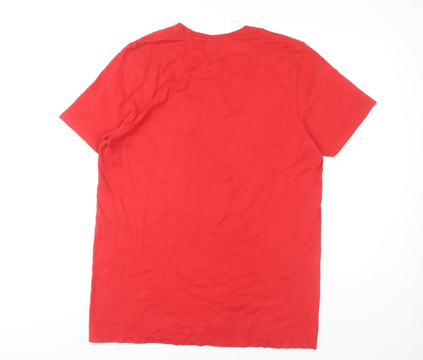 Adidas Men's Red T-Shirt, Medium, Crew Neck, Logo