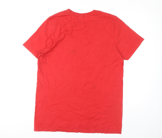 Adidas Men's Red T-Shirt, Medium, Crew Neck, Logo