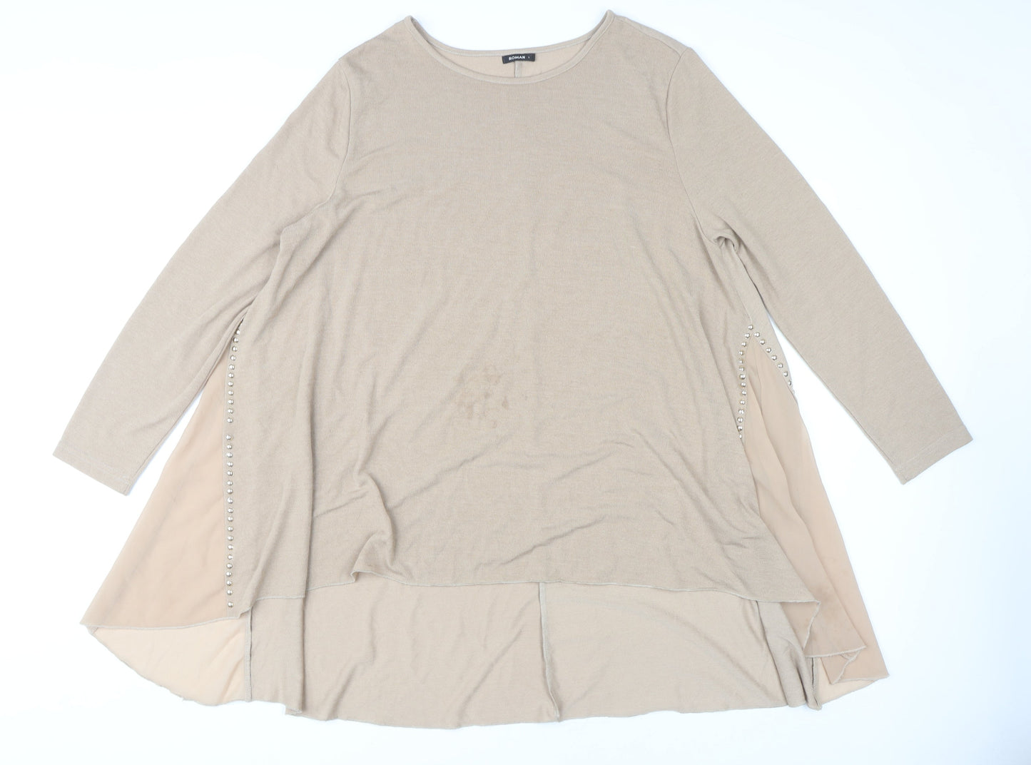 Womens UK Size L Roman Beige Tunic Blouse