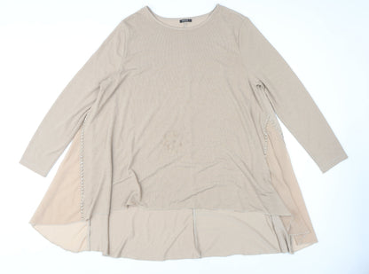 Womens UK Size L Roman Beige Tunic Blouse