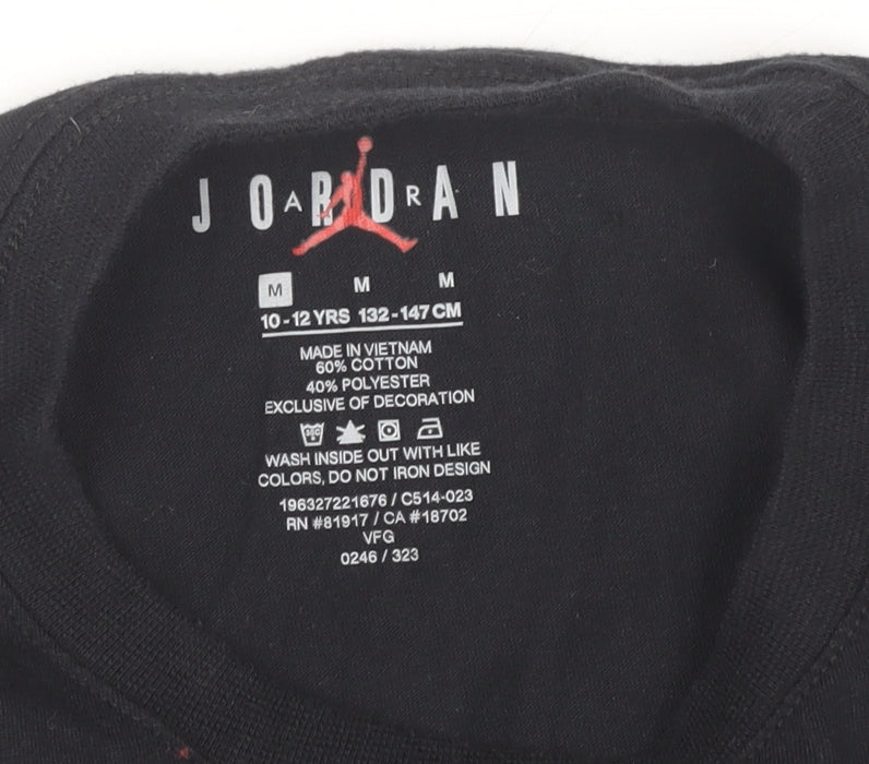 Jordan Boys Black T-Shirt, Size 10-12, Iconic Logo, Casual Wear
