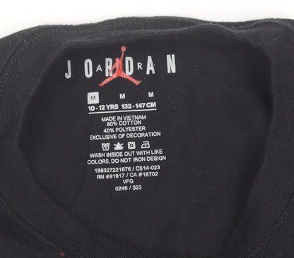 Jordan Boys Black T-Shirt, Size 10-12, Iconic Logo, Casual Wear