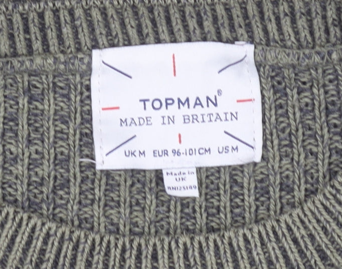 Topman Men's Green Medium Knit Pullover Jumper