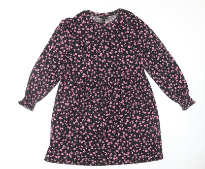 New Look Women's Black Floral Long Sleeve Dress