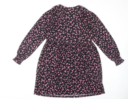 New Look Women's Black Floral Long Sleeve Dress