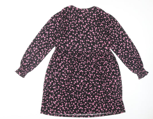 New Look Women's Black Floral Long Sleeve Dress