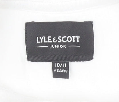 Lyle & Scott Boys White Cotton T-Shirt, Size 10-11, Logo Accent