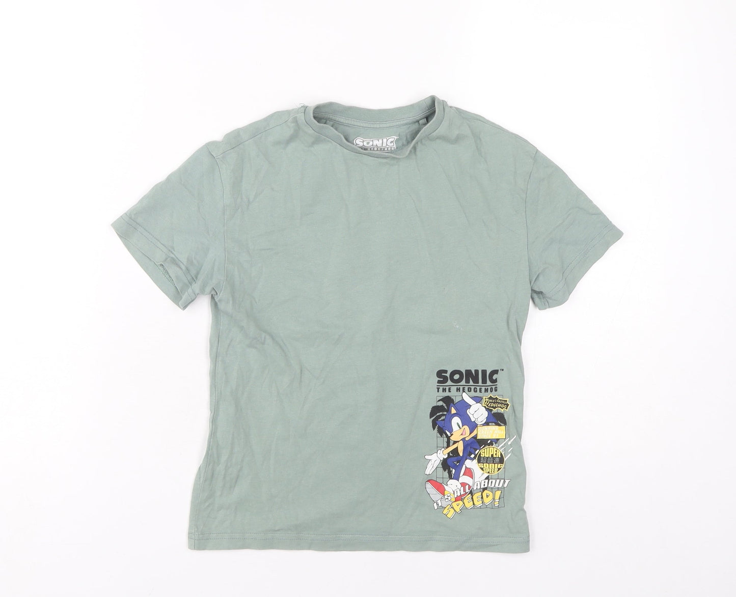 SEGA Boys Green Sonic T-Shirt, 5-6 Years, Graphic Print