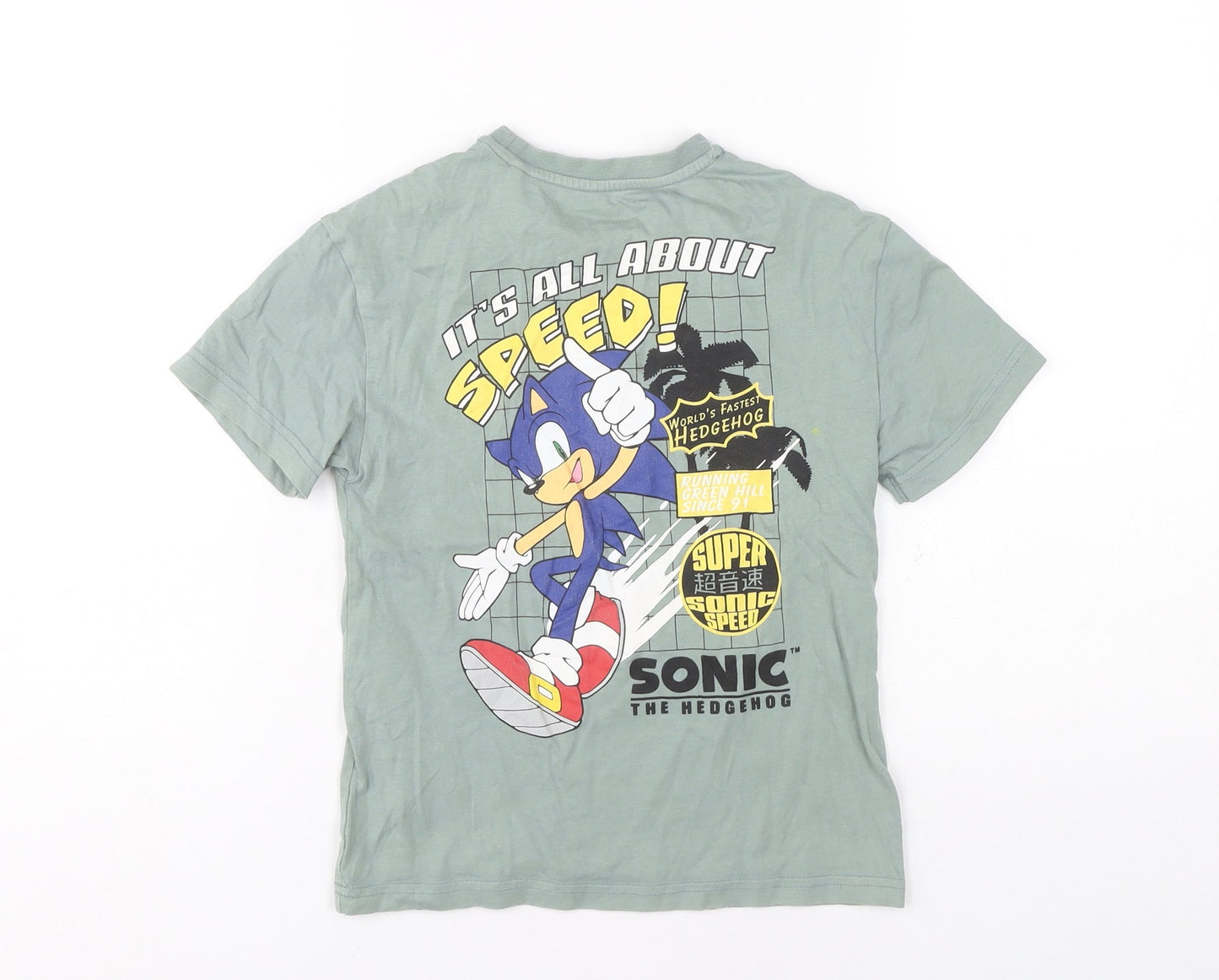 SEGA Boys Green Sonic T-Shirt, 5-6 Years, Graphic Print