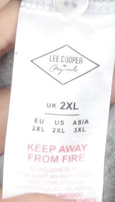 Lee Cooper Men's Grey Henley T-Shirt, 2XL, Cotton Blend