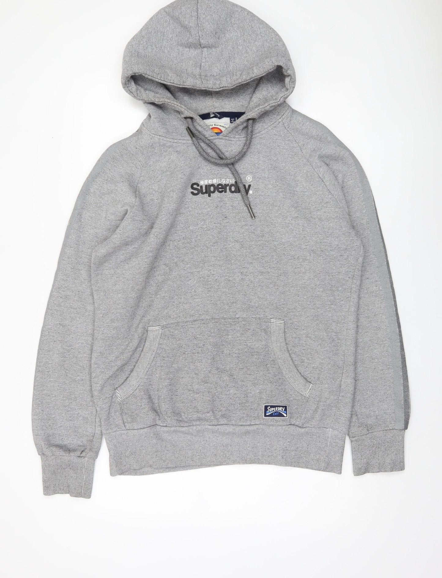 Superdry Men’s Grey Hoodie, L, Pullover Logo Design